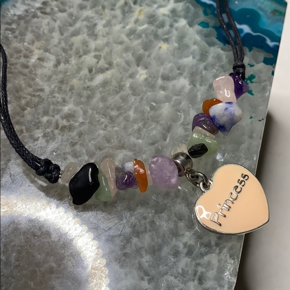 Y2K Princess multi stone heart necklace